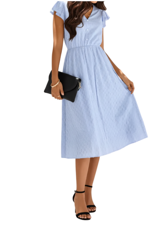 Elegant & Comfortable Short Sleeve V-neck DRESS-B108