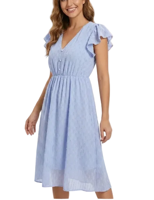 Elegant & Comfortable Short Sleeve V-neck DRESS-B108