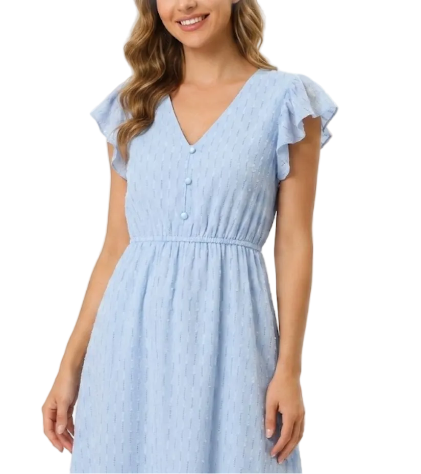 Elegant & Comfortable Short Sleeve V-neck DRESS-B108