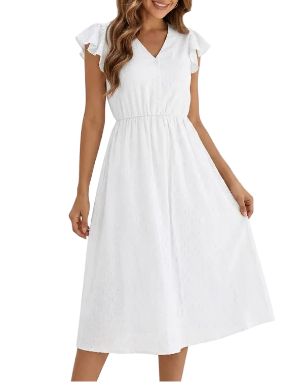 Elegant & Comfortable Short Sleeve V-neck DRESS-B108