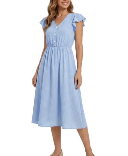Elegant & Comfortable Short Sleeve V-neck DRESS-B108