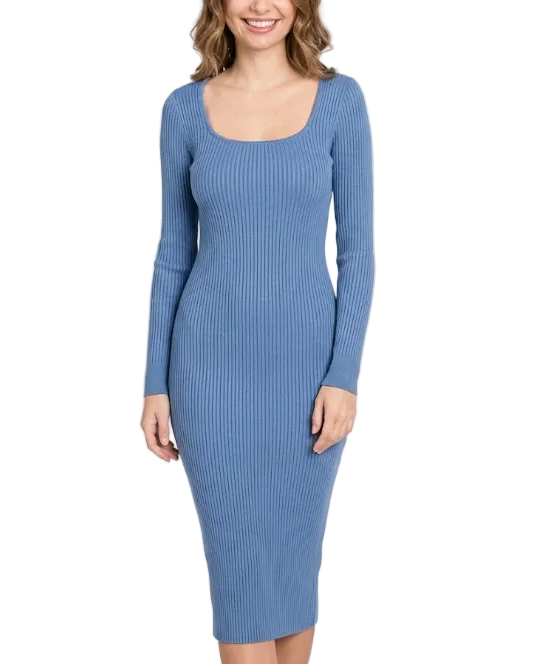 Elegant & Timeless Knitted Full Sleeves Side-Slit Dress for Women – DRESS-B06