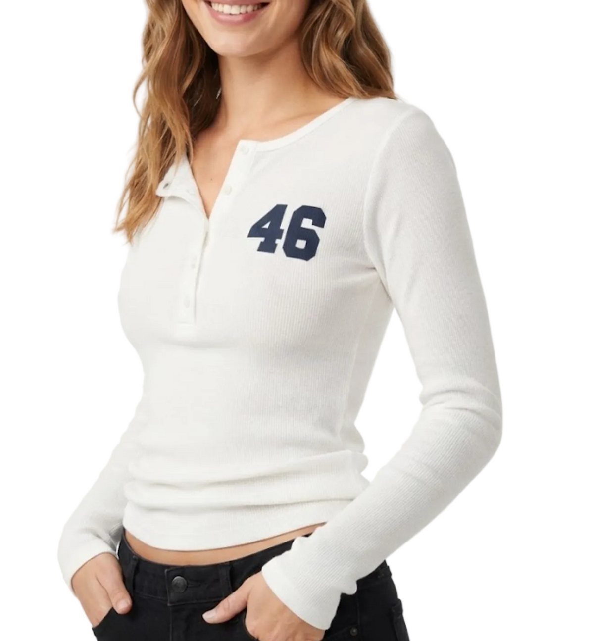 Elegant & Timeless Long Sleeve Buttoned  Front Neck Ribbed Comfy Fitted Tops for Women- BP-B20 -TOP-304