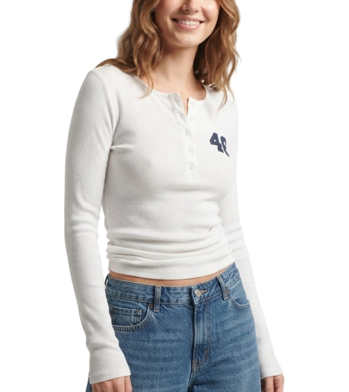 Elegant & Timeless Long Sleeve Buttoned  Front Neck Ribbed Comfy Fitted Tops for Women- BP-B20 -TOP-304