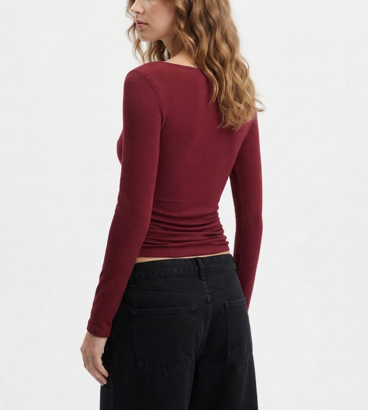 Elegant & Timeless Long Sleeve Buttoned V-Neck Ribbed Fitted Tops for Women- BP-B20 -TOP-301