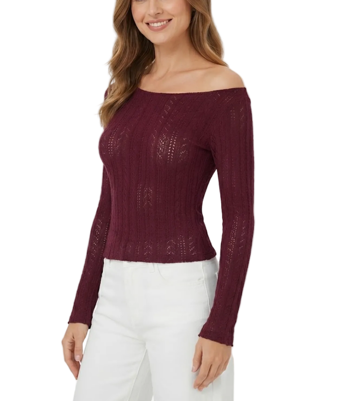 Elegant & Timeless Knitted Long Sleeve Boat-Off-Shoulder Tops for Women- BP-B20 -TOP-294