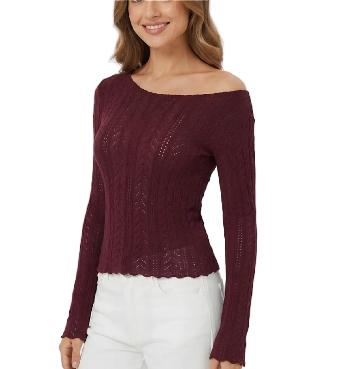 Elegant & Timeless Knitted Long Sleeve Boat-Off-Shoulder Tops for Women- BP-B20 -TOP-294