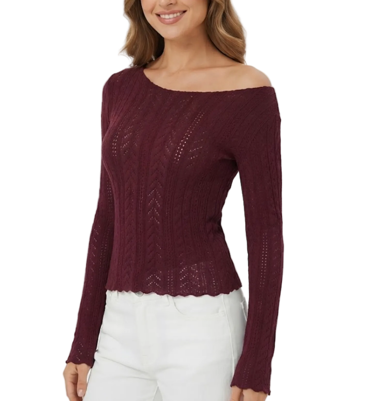 Elegant & Timeless Knitted Long Sleeve Boat-Off-Shoulder Tops for Women- BP-B20 -TOP-294