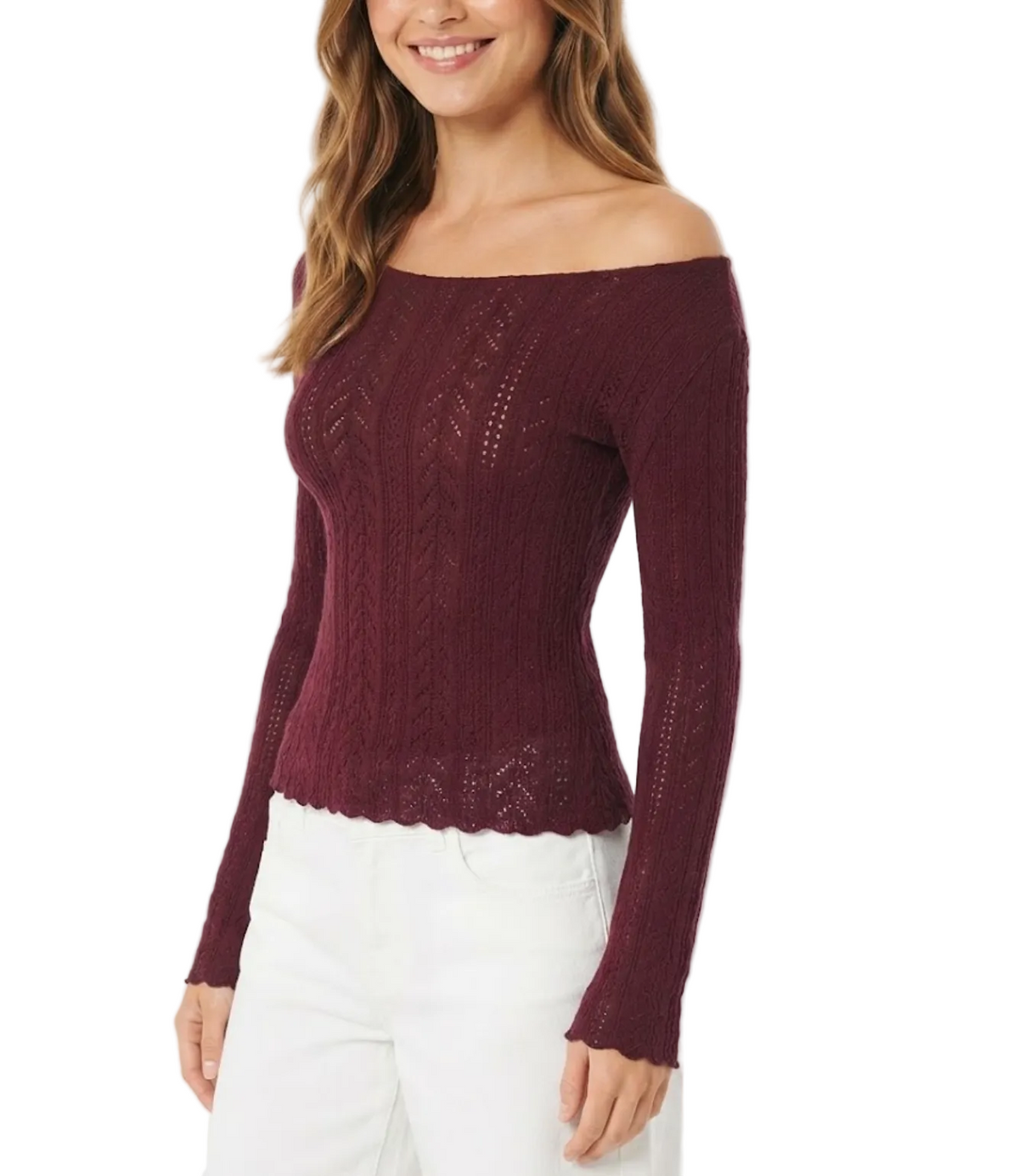 Elegant & Timeless Knitted Long Sleeve Boat-Off-Shoulder Tops for Women- BP-B20 -TOP-294