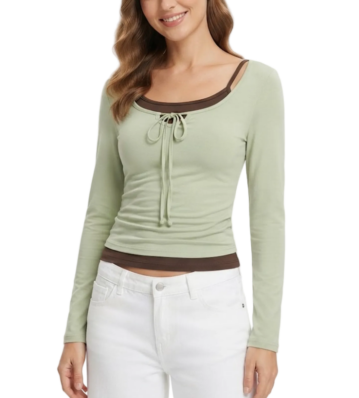 Elegant & Timeless Long Sleeve Round Neck Double Layer 2pc Tops for Women- BP-B20 -TOP-296