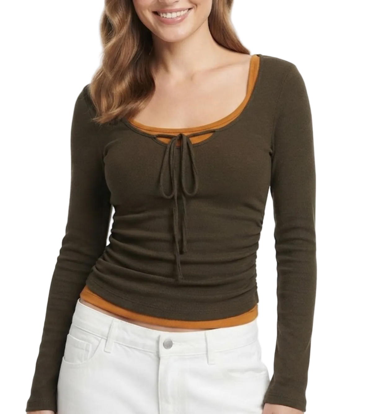 Elegant & Timeless Long Sleeve Round Neck Double Layer 2pc Tops for Women- BP-B20 -TOP-296