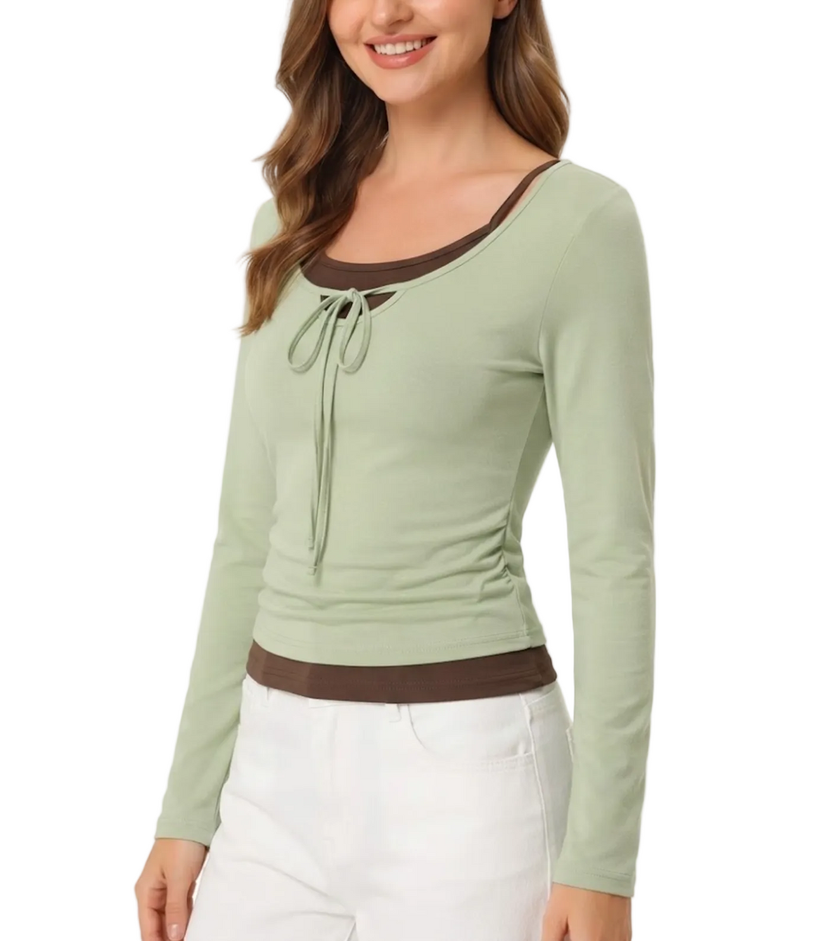 Elegant & Timeless Long Sleeve Round Neck Double Layer 2pc Tops for Women- BP-B20 -TOP-296