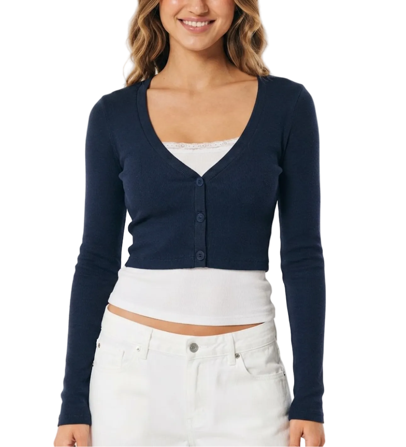 Elegant & Timeless V-Neck Ribbed Stretchy Fitted Long Sleeve Layered Design Tops for Women- BP-B20 -TOP-277