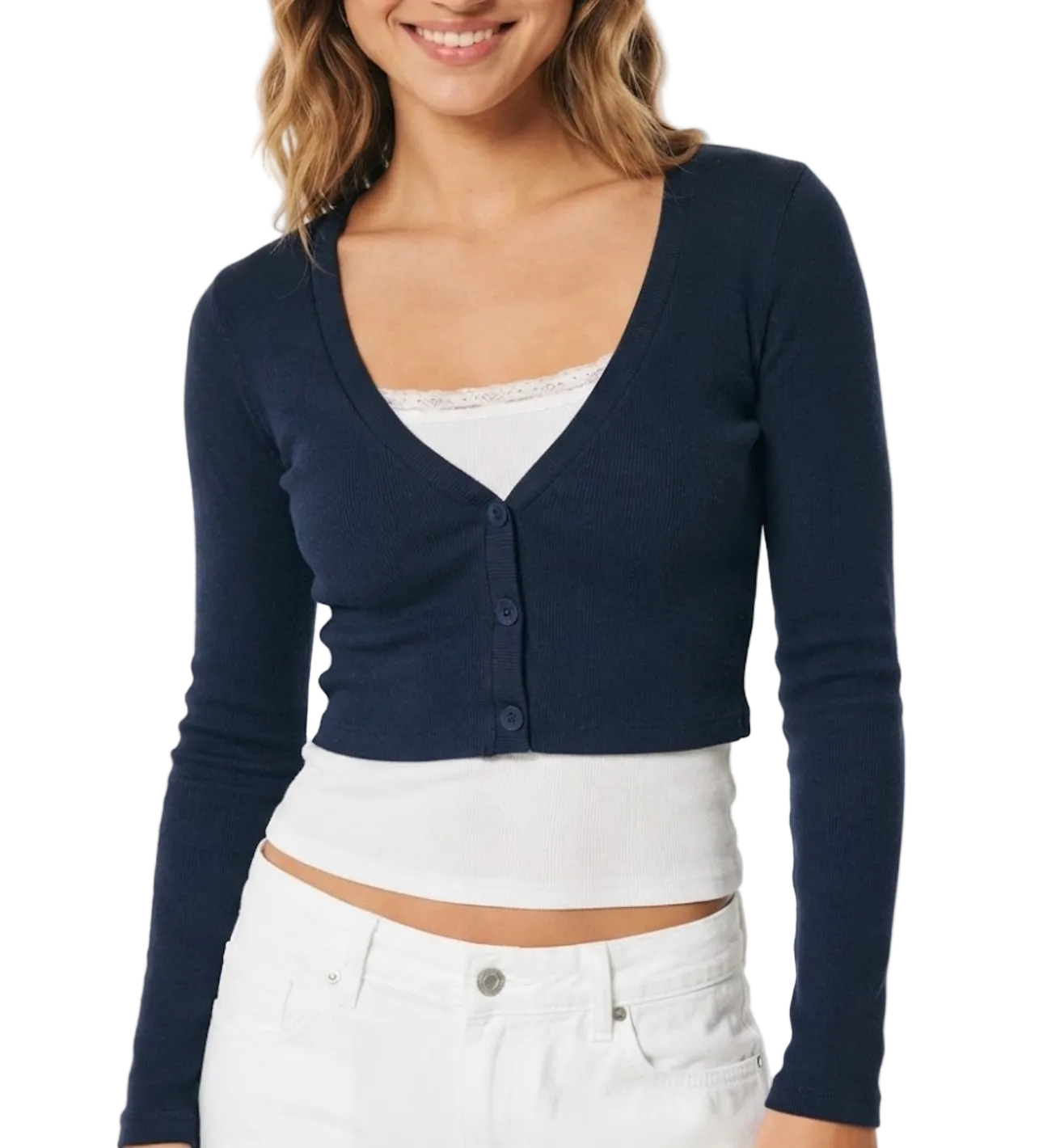 Elegant & Timeless V-Neck Ribbed Stretchy Fitted Long Sleeve Layered Design Tops for Women- BP-B20 -TOP-277