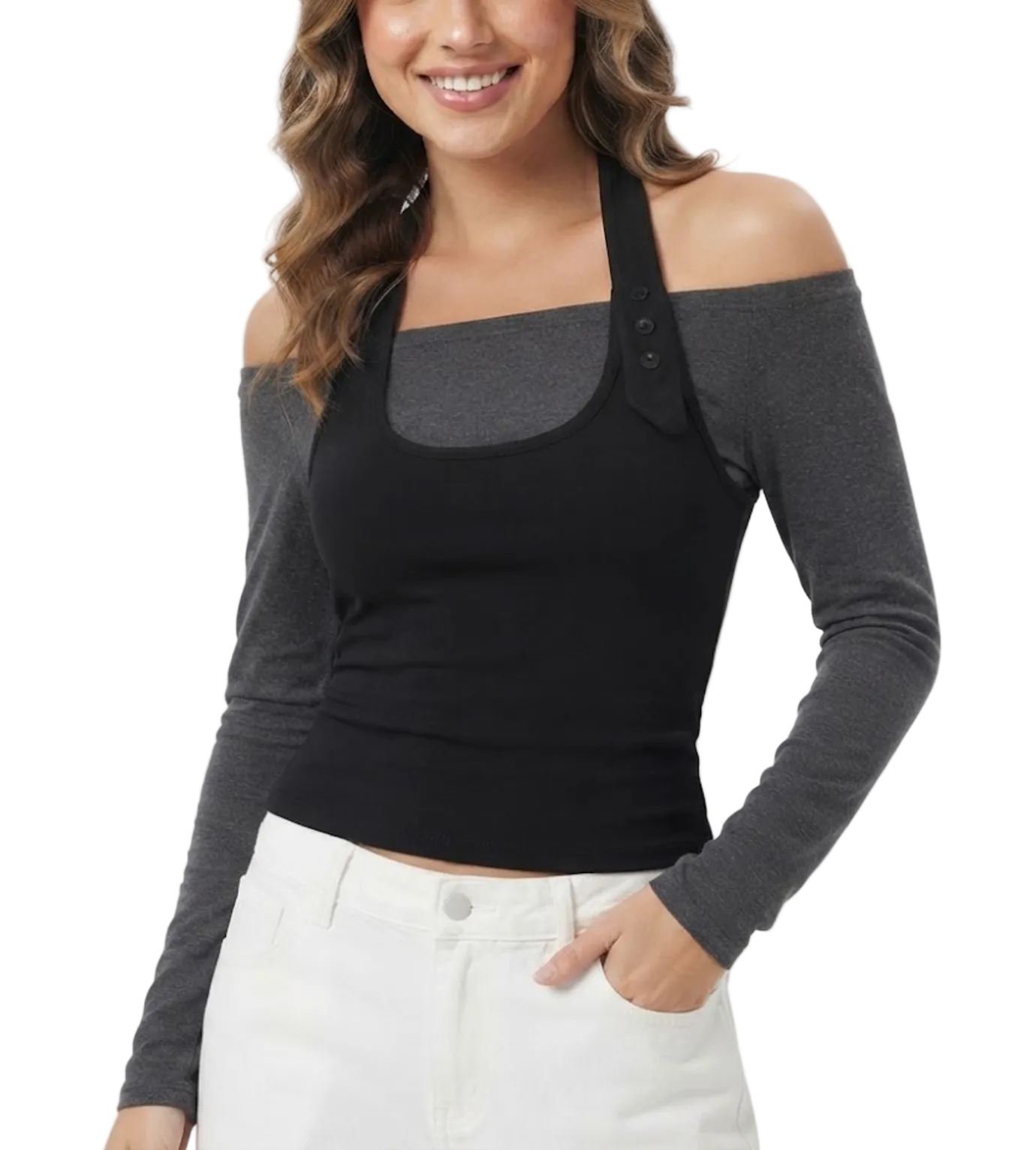 Elegant & Timeless V-Neck Stretchy Fitted Long Sleeve Tops for Women- BP-B20 -TOP-273