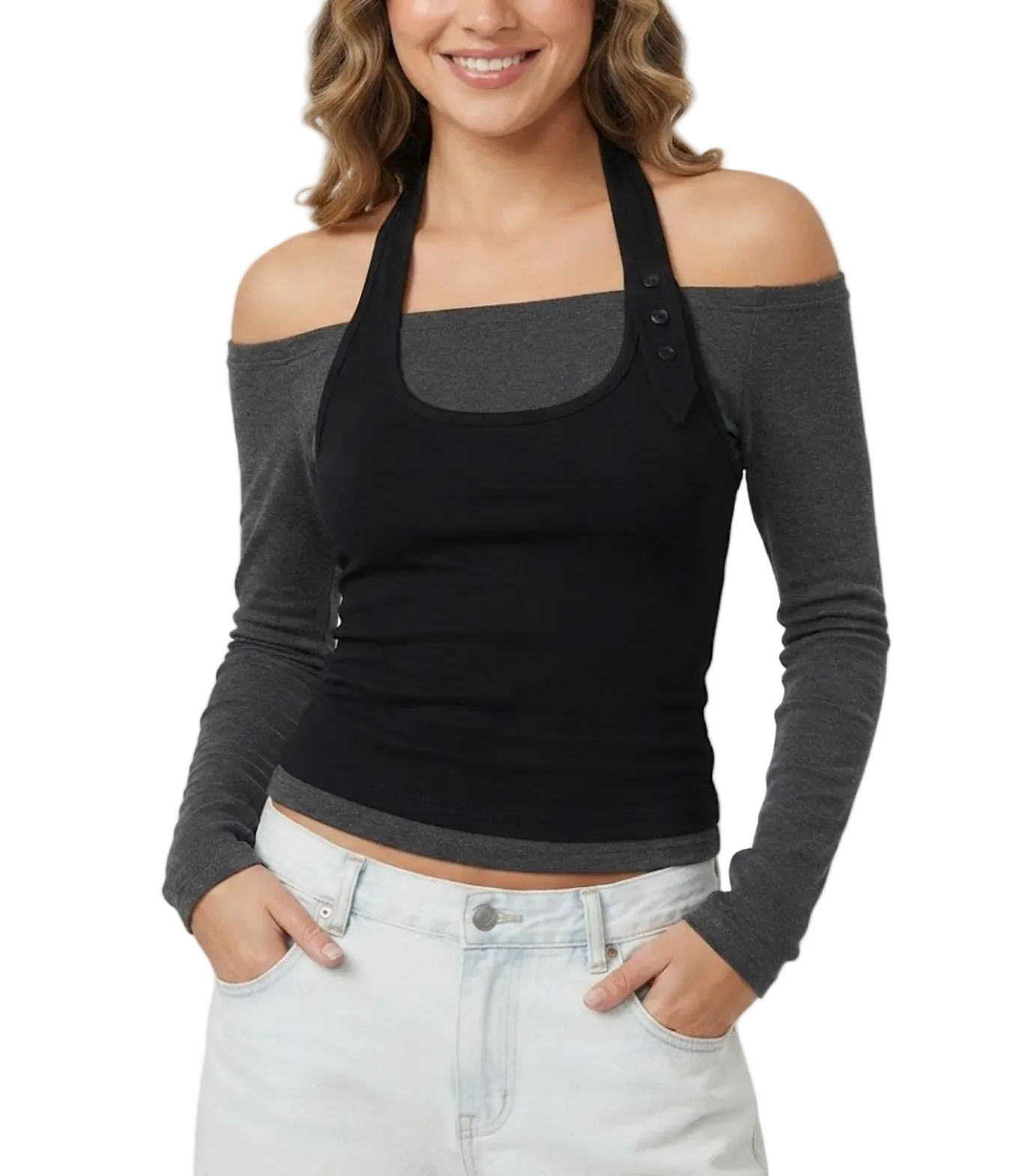Elegant & Timeless V-Neck Stretchy Fitted Long Sleeve Tops for Women- BP-B20 -TOP-273