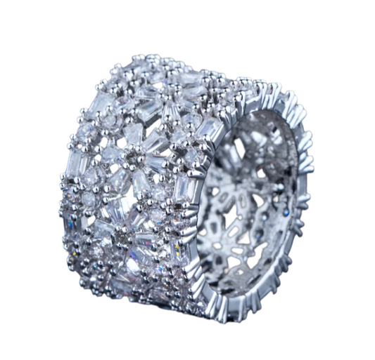 Geometric Pattern Luxury Cubic Zirconia Engagement Cocktail RING - RG-04