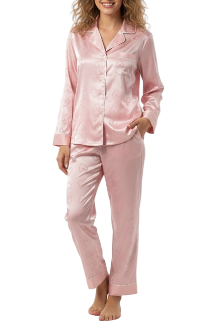 Comfortable Luxury Soft Ice Silk Long Sleeve  Pajama Set B2 – PJS-14AAA