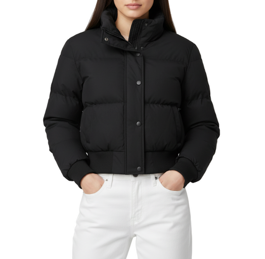 Women’s Trendy Quilted Long Sleeve Stand Collar Zipper Button Closure JACKET - JKT-01