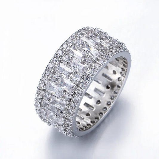 Luxury Full Cubic Zirconia Paved White Gold Color RING - RG-05