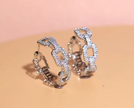 Micro Pave Cubic Zirconia Stones 18k Gold Plated Hoop Earring for Women - CZ-Earring- ER - 03