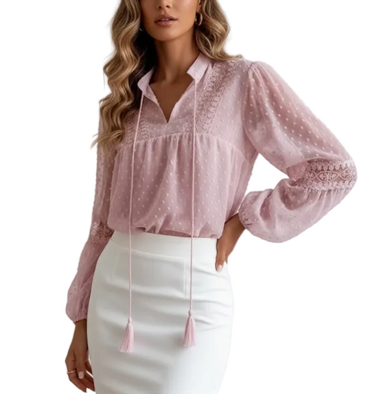 Timeless & Elegant Long Sleeve Pullover Blouses for Women  -SM8-TOP- 63