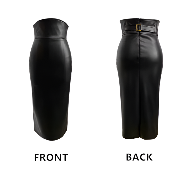 Trendy High Waist PU Leather Ladies Pencil Skirt for Women - B4-SKT-22