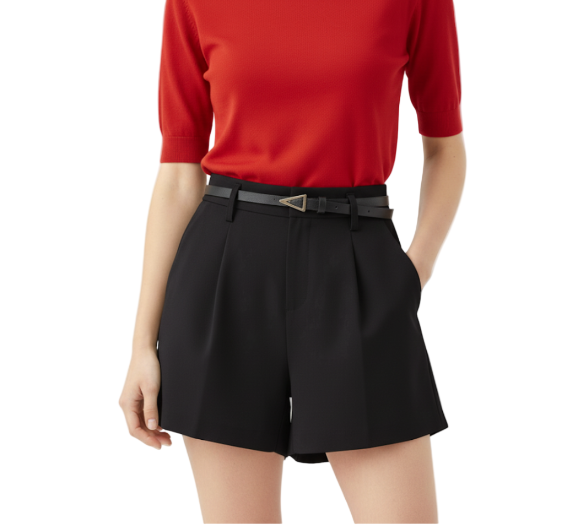 Trendy & Elegant High Waist Shorts With Belt - B1-SH-06
