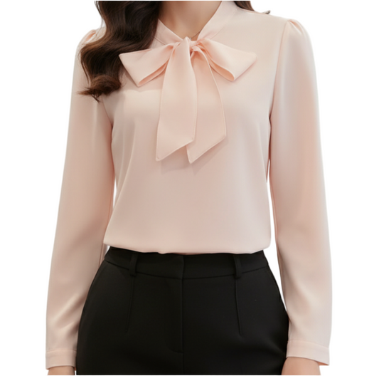 Solid Color Full Sleeve Casual Pullover Chiffon Top for Women – BL34A