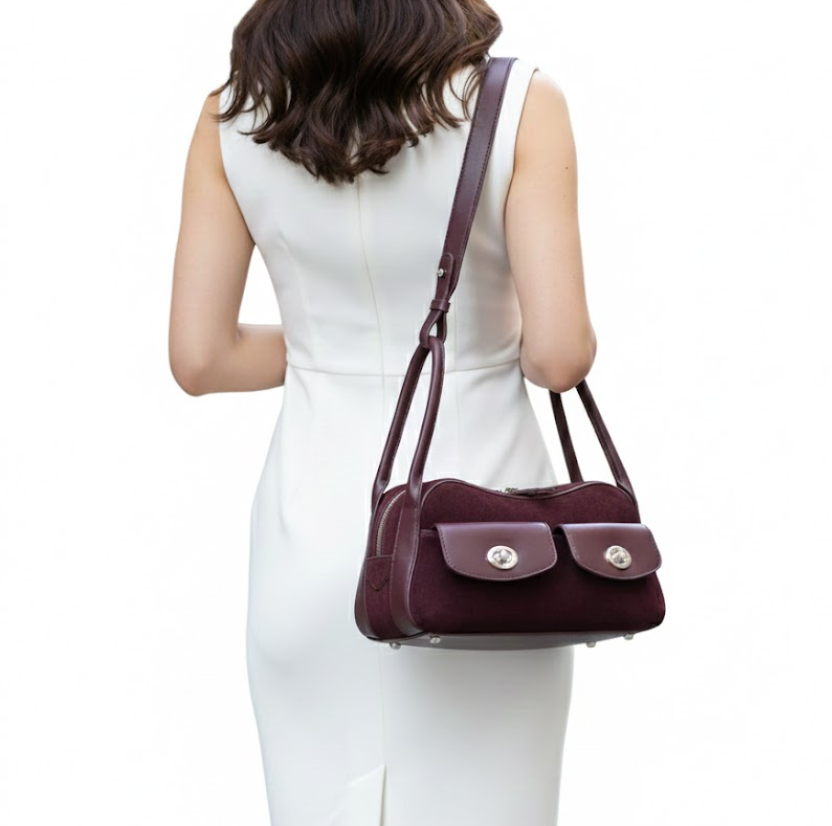 Trendy & Timeless Suede Genuine Leather Designer Luxury Handbags Shoulder Bag - B10-BAG-87
