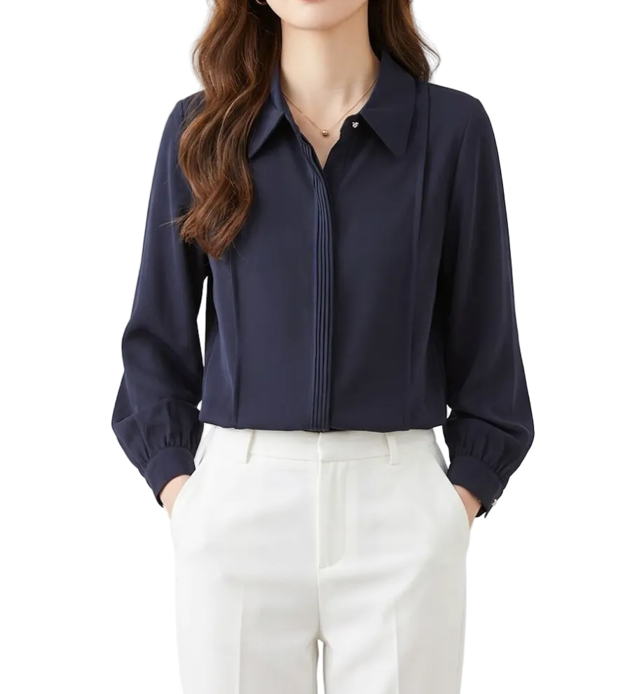 Trendy & Timeless Long Sleeve Collar Dress Shirts for Women - B15-TOP-46