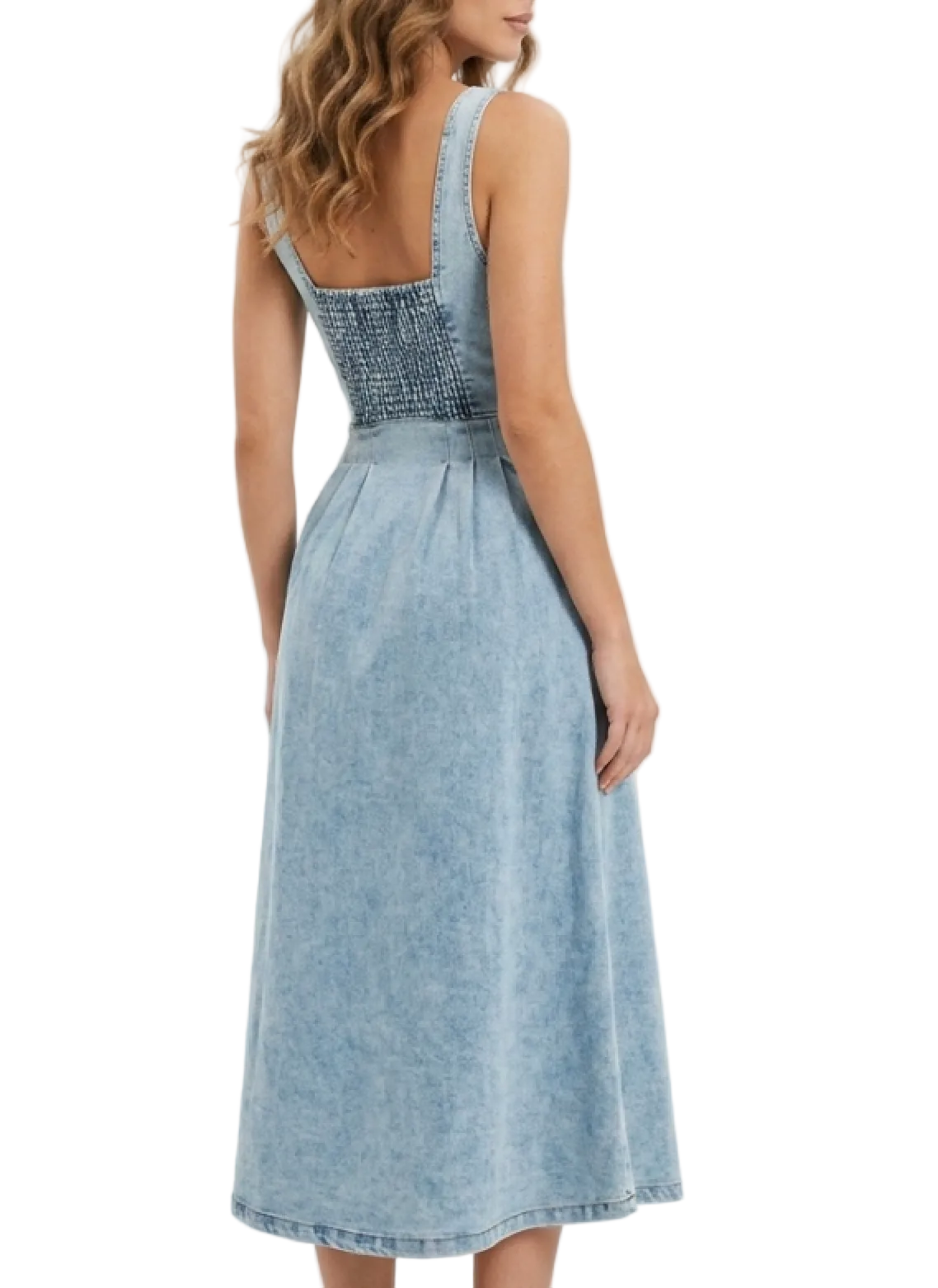 Trendy & Timeless Sleeveless Slim Waist Button Front Denim Dresses - B6-DRESS-20