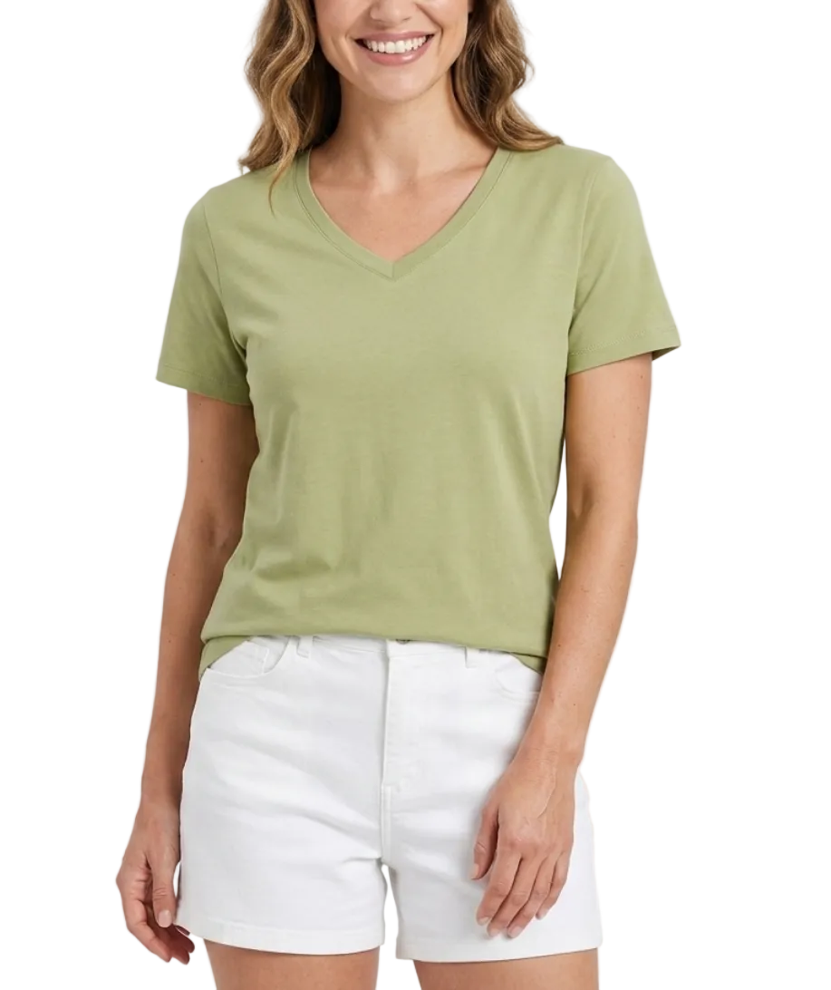 Women’s Mulberry Silk & Cotton V-neck Short Sleeve SHIRT-BL107
