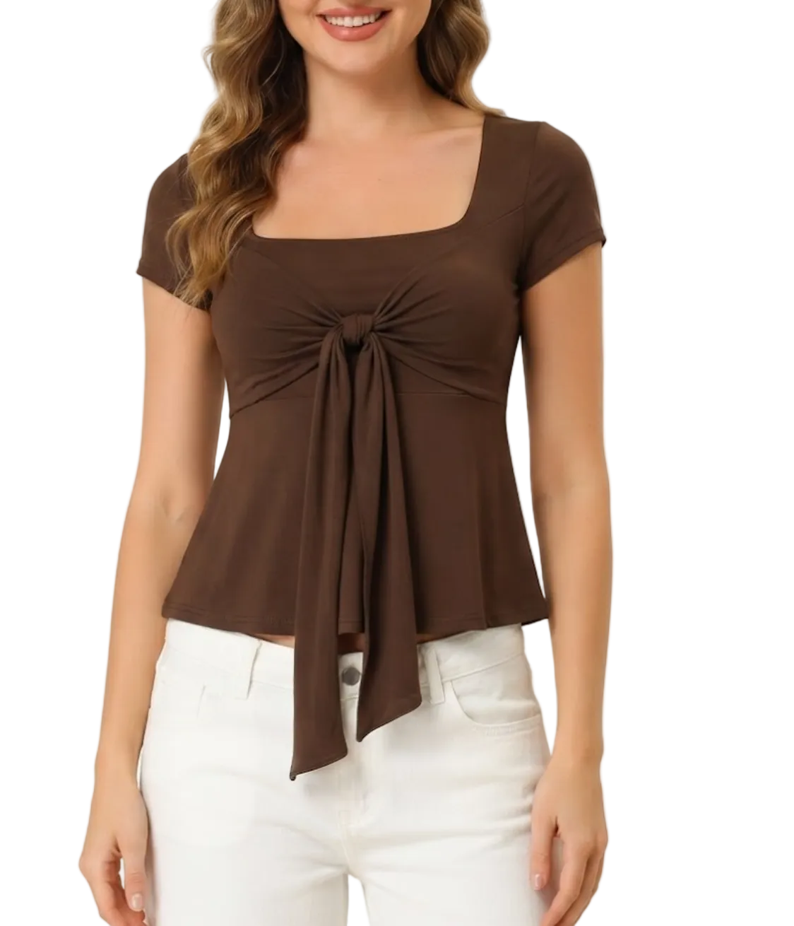 Trendy & Elegant Square-neck Short Sleeve Tops for Women - BP-B20 -TOP-149
