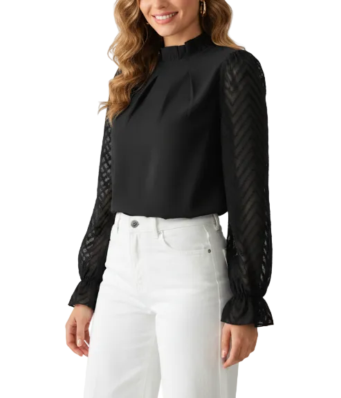 Stylist Chiffon Half-High Neck and Long-sleeved Blouse for Women – BL35