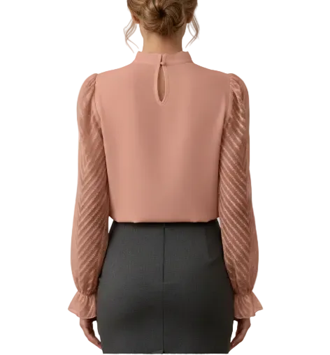 Stylist Chiffon Half-High Neck and Long-sleeved Blouse for Women – BL35