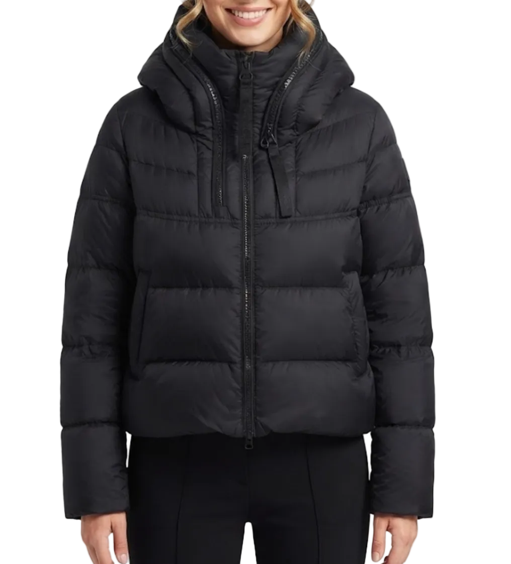 Timeless Hooded Zipper Short Puffer  90% White Duck Down Quilted Jacket for Women- B12-JKT-10