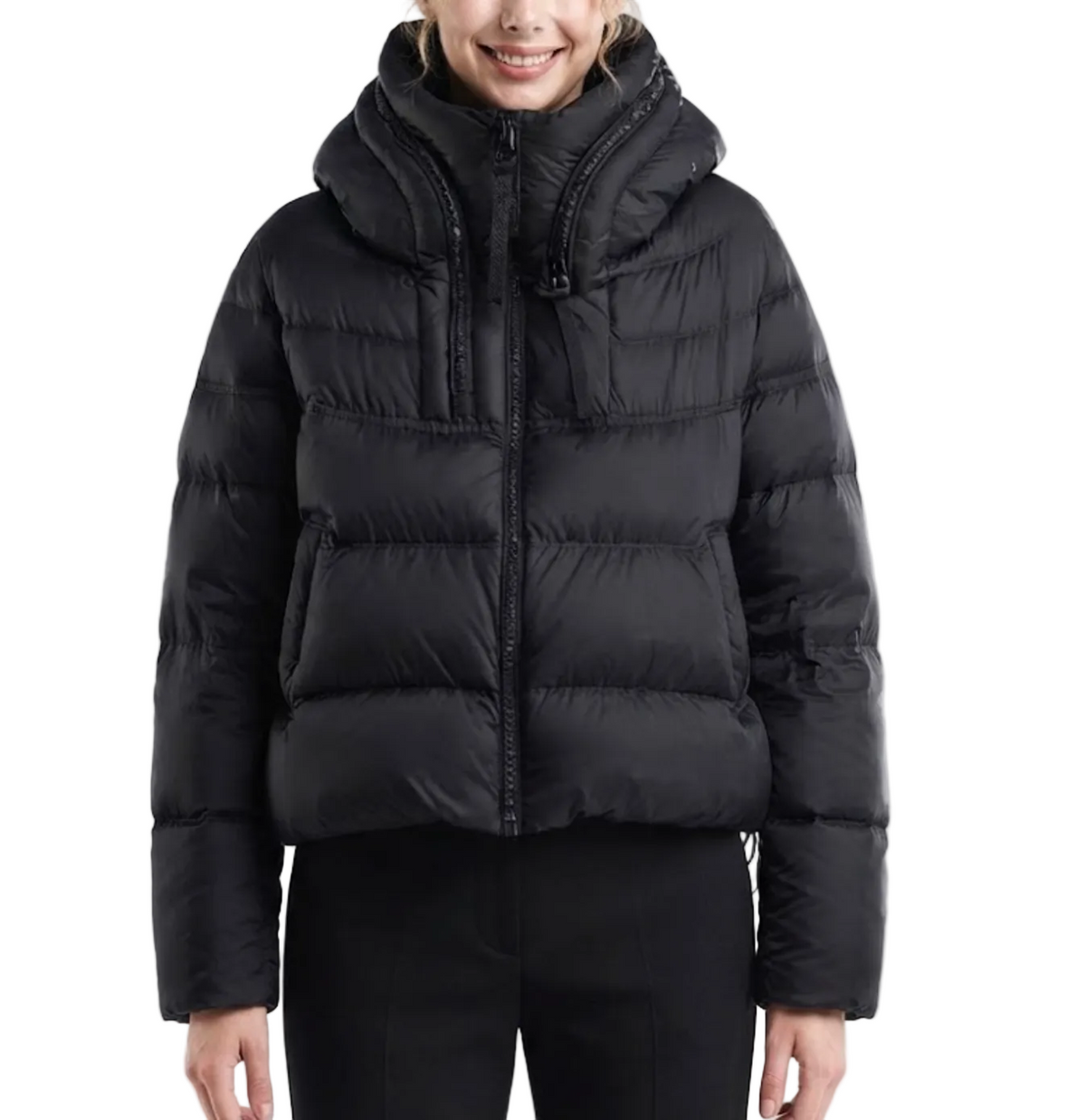 Timeless Hooded Zipper Short Puffer  90% White Duck Down Quilted Jacket for Women- B12-JKT-10