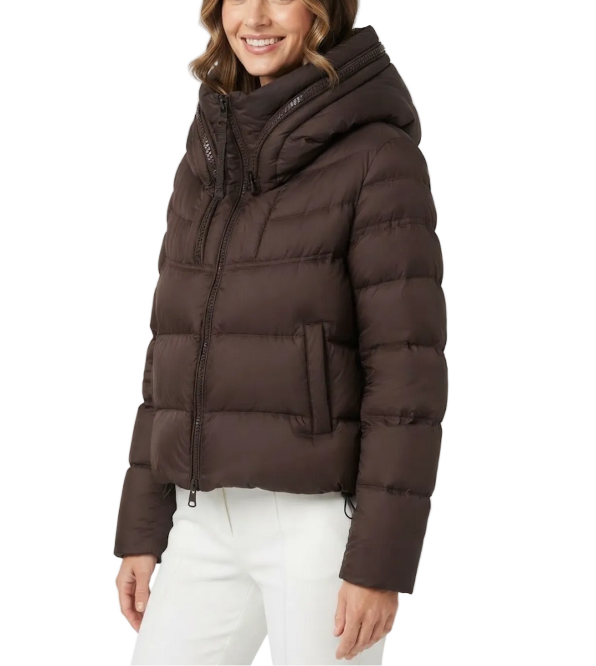 Timeless Hooded Zipper Short Puffer  90% White Duck Down Quilted Jacket for Women- B12-JKT-10