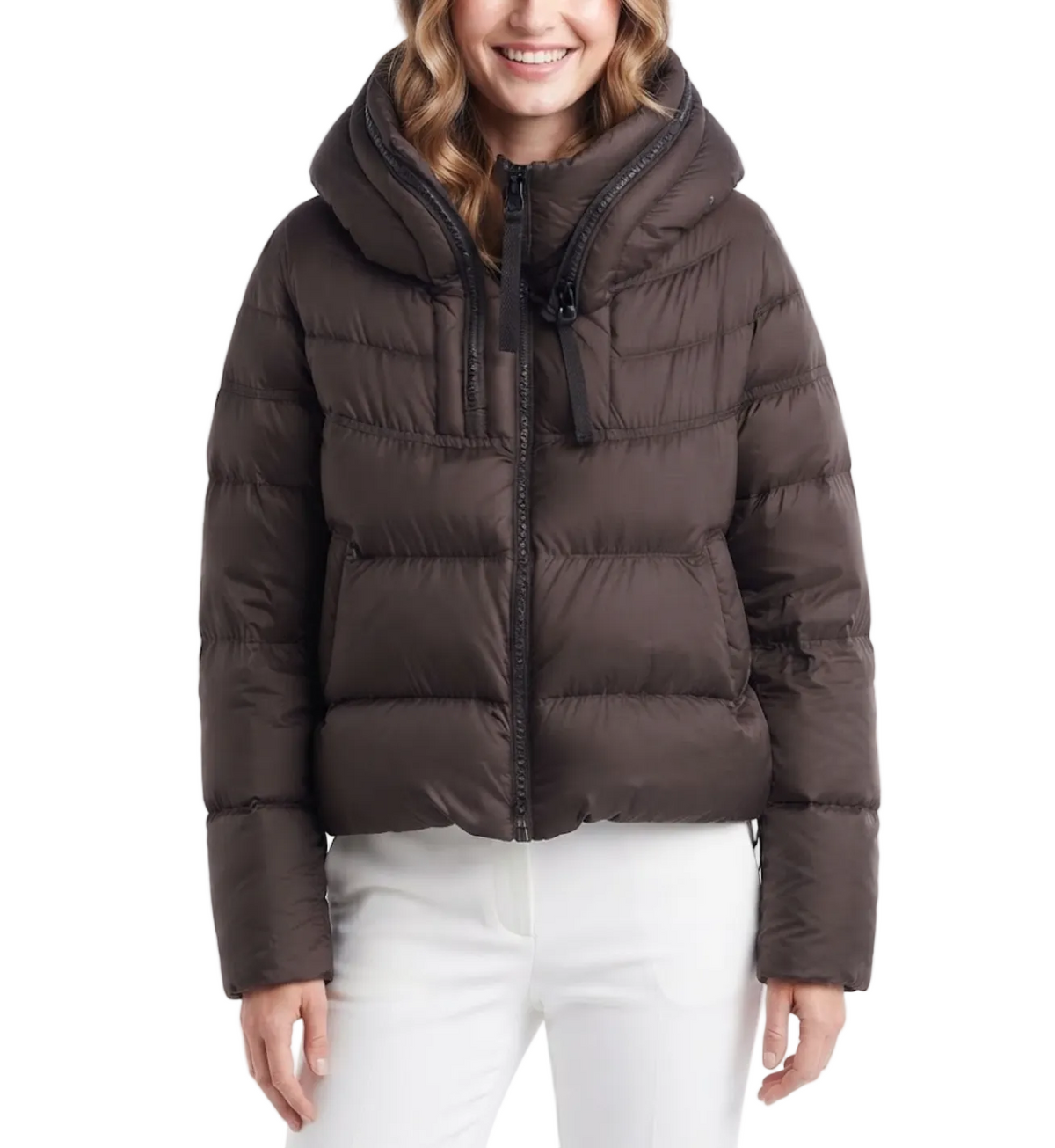 Timeless Hooded Zipper Short Puffer  90% White Duck Down Quilted Jacket for Women- B12-JKT-10