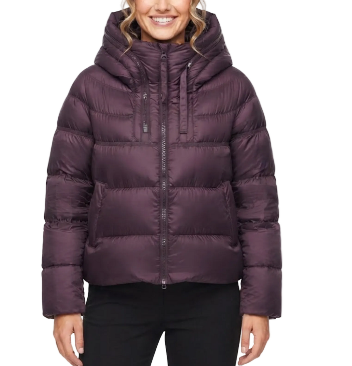 Timeless Hooded Zipper Short Puffer  90% White Duck Down Quilted Jacket for Women- B12-JKT-10