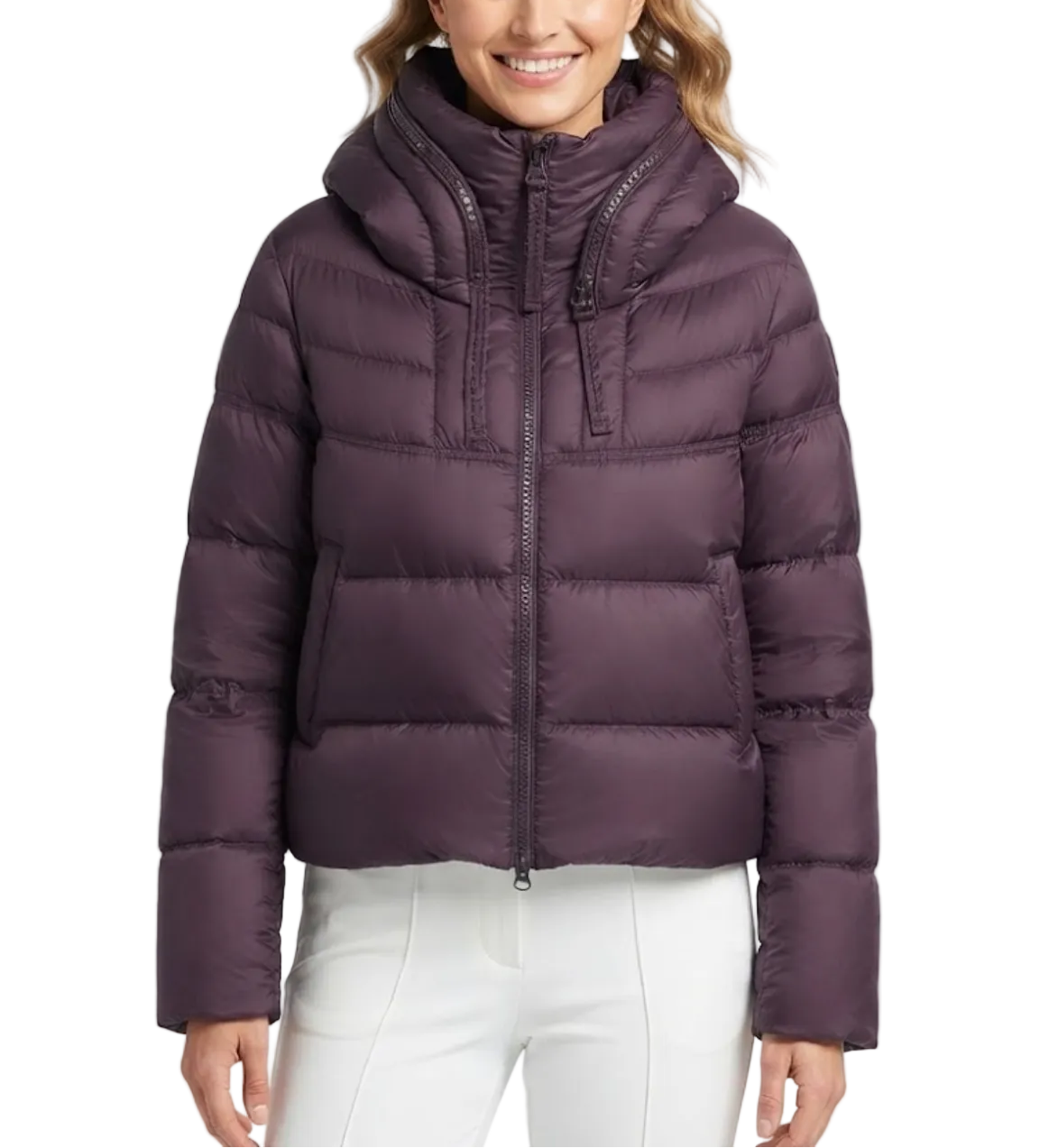 Timeless Hooded Zipper Short Puffer  90% White Duck Down Quilted Jacket for Women- B12-JKT-10