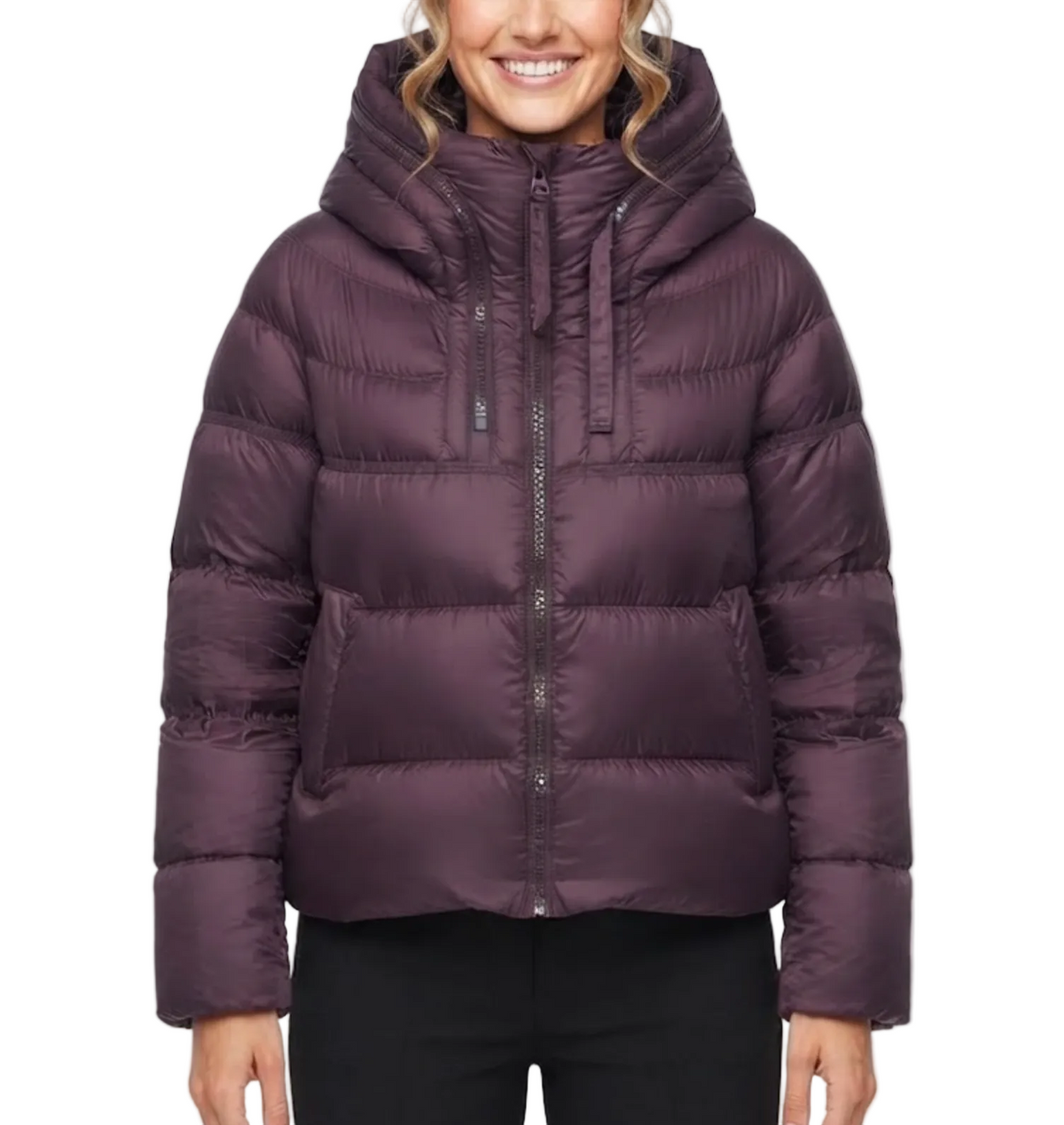 Timeless Hooded Zipper Short Puffer  90% White Duck Down Quilted Jacket for Women- B12-JKT-10