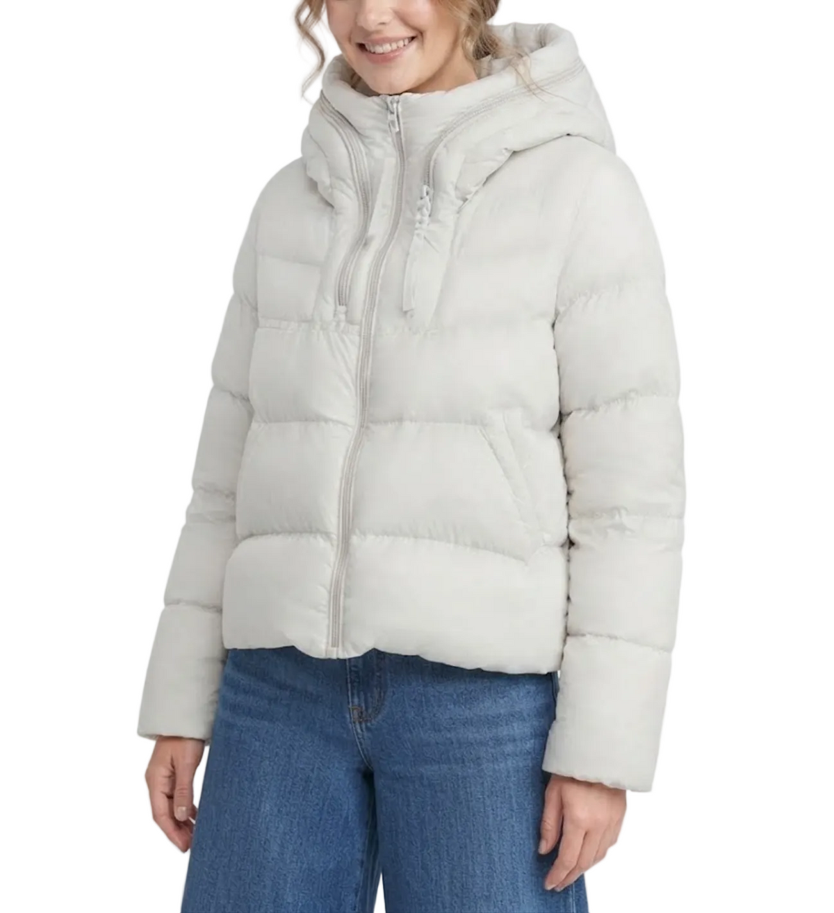 Timeless Hooded Zipper Short Puffer  90% White Duck Down Quilted Jacket for Women- B12-JKT-10