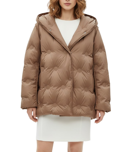 Timeless Hooded Lapel Parka 90% White Duck Down Quilted Jacket for Women - B12-JKT-85