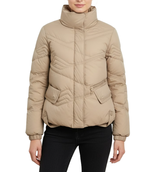 Timeless Stand Collar Lightweight Pocket Zipper 90% White Duck Down Jacket for Women - B12-JKT-51