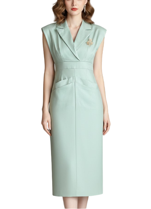 Timeless & Elegant Lapel V-Neck Versatile Pencil Dresses  - B4-DRESS-B383