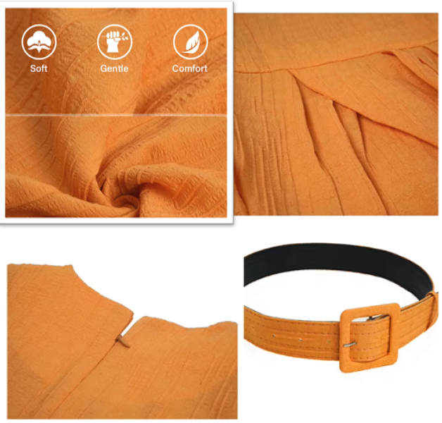 Timeless & Elegant Puff Sleeve Belted Bodycon Versatile Dresses  - B4-DRESS-B393