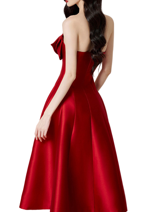 Timeless & Elegant Satin-Silk Strapless a Line Prom Dress Evening Dresses  - B4-DRESS-B373
