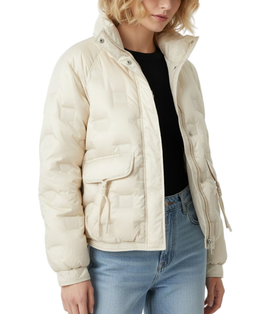 Timeless  Turtle-Neck Lightweight Warm White Duck Down Quilted  Jacket for Women - B12-JKT-06